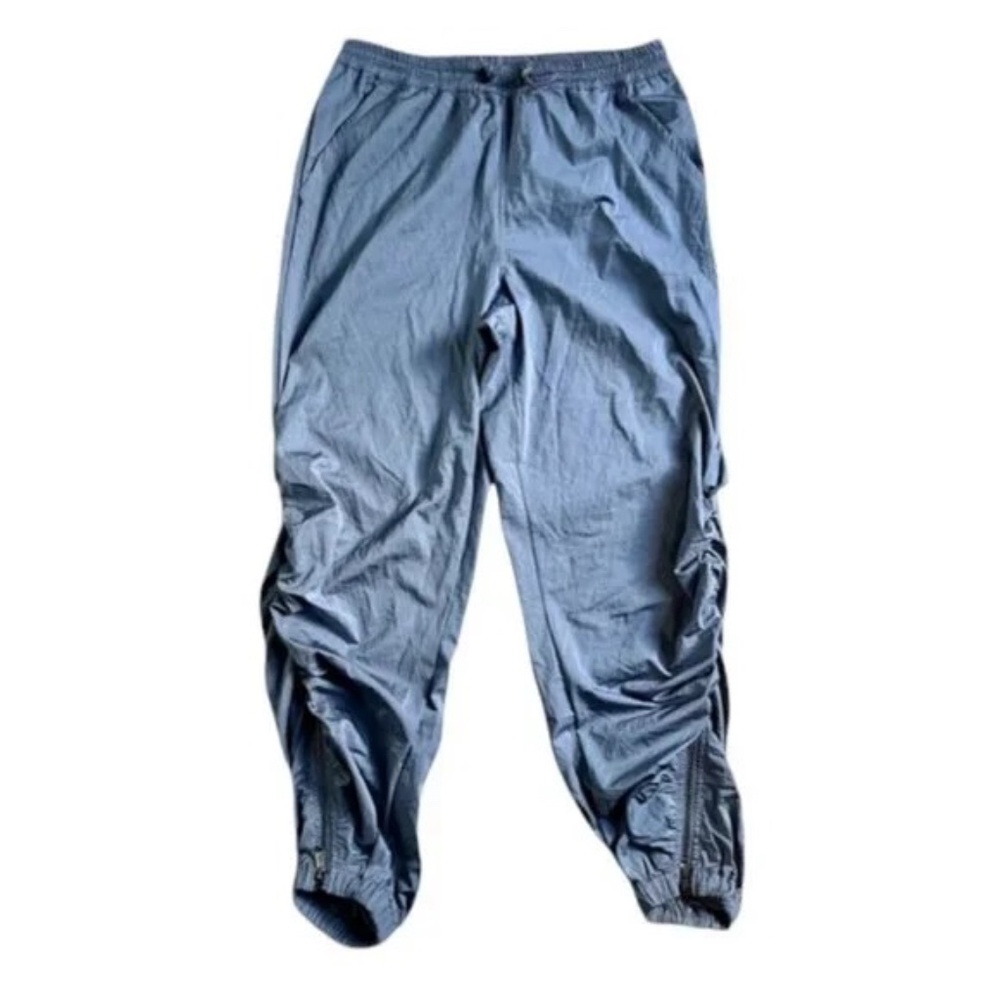 FREE PEOPLE Movement Back To The Future Pants Blue High Rise Ankle Zip Ruched